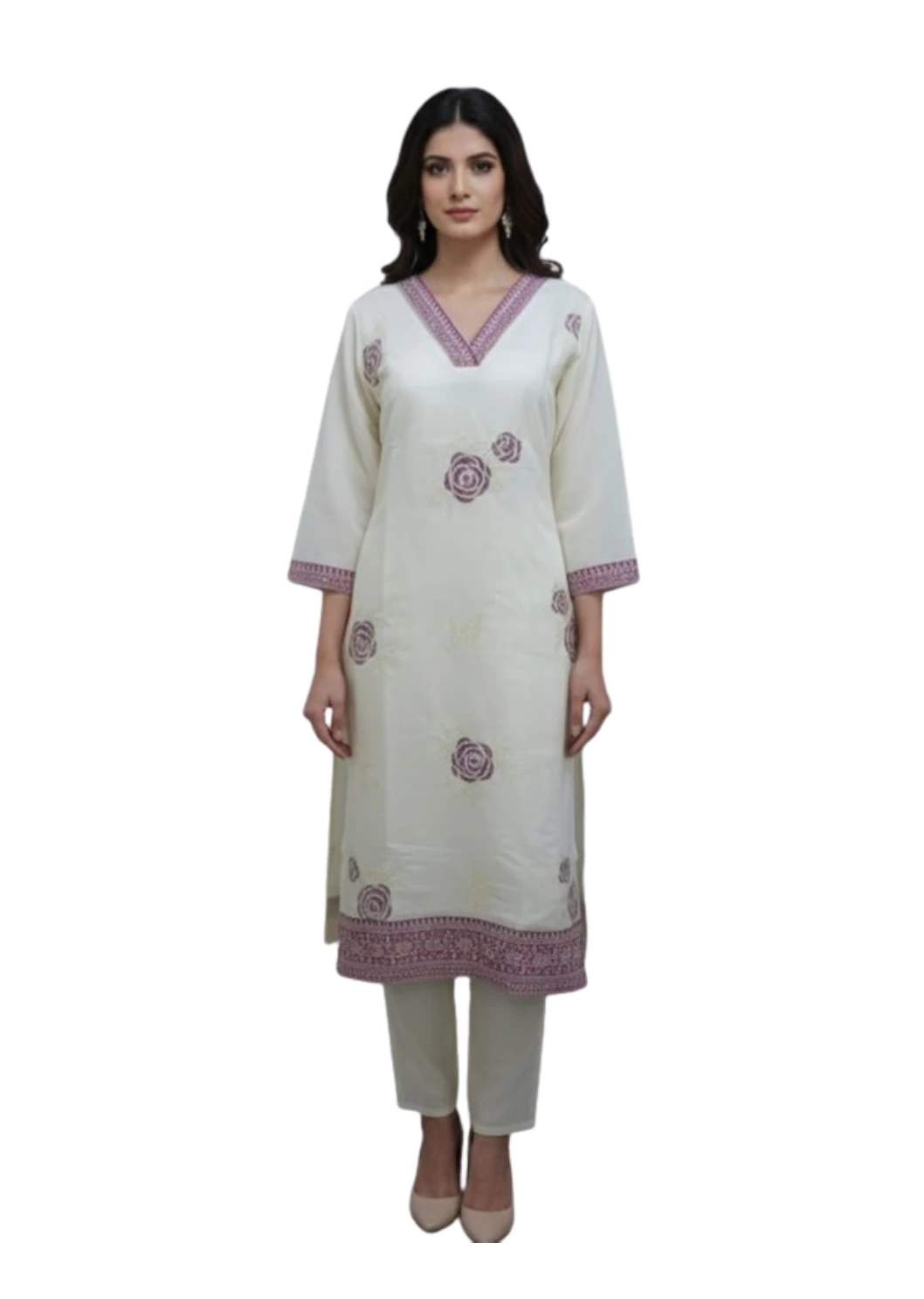 Silk Kurti Pant And Dupatta Set