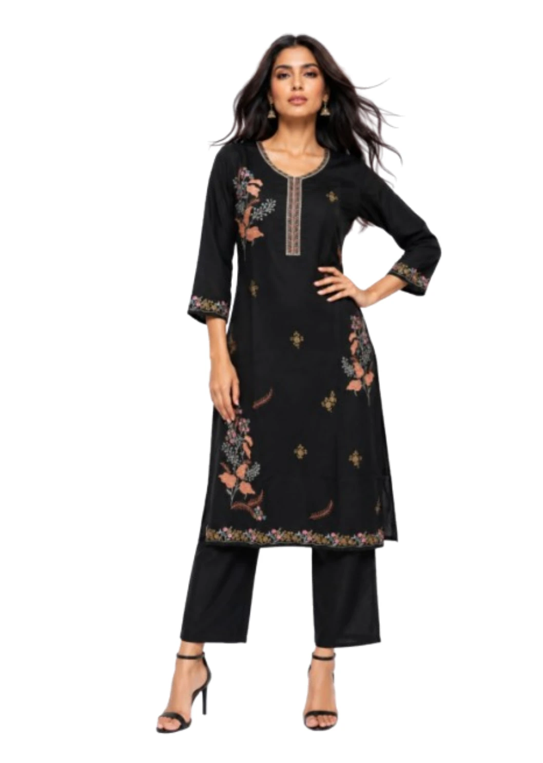 Silk Kurti Pant And Dupatta Set