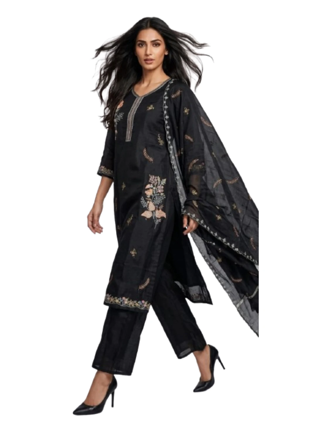 Silk Kurti Pant And Dupatta Set