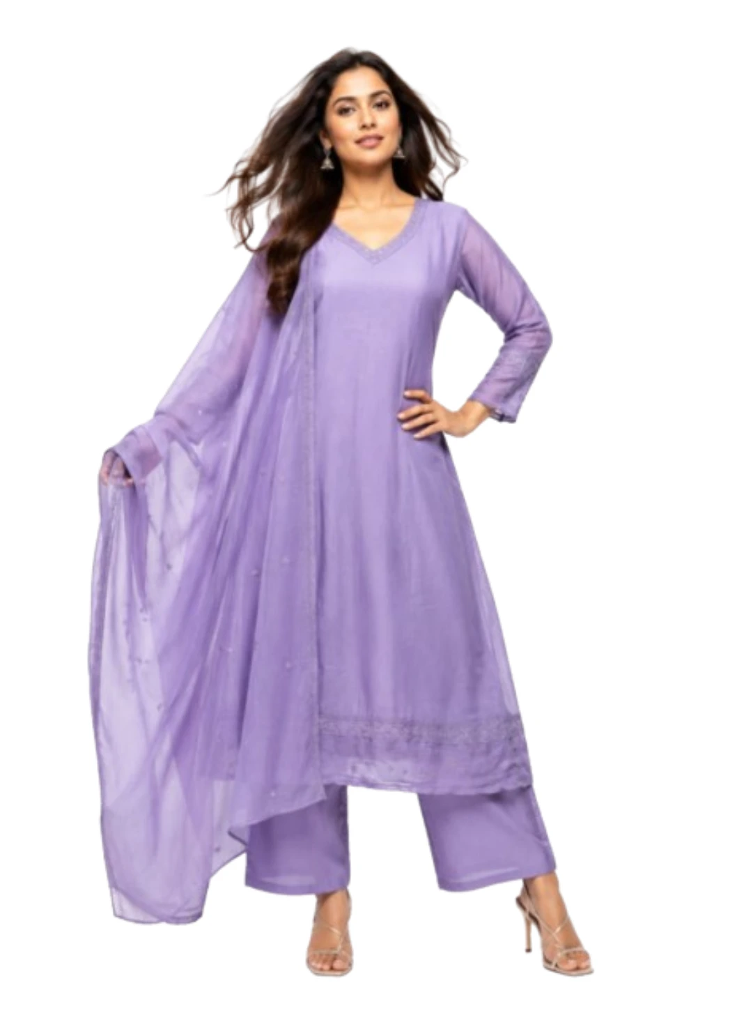 Silk Anarkali Pant And Dupatta Set