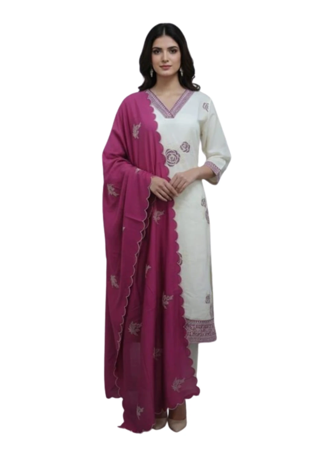 Silk Kurti Pant And Dupatta Set